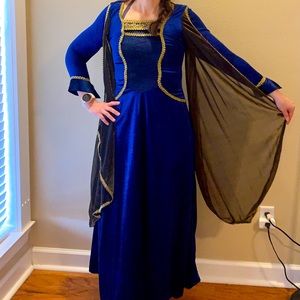 Royal Blue & Gold Trimmed Renaissance Dress